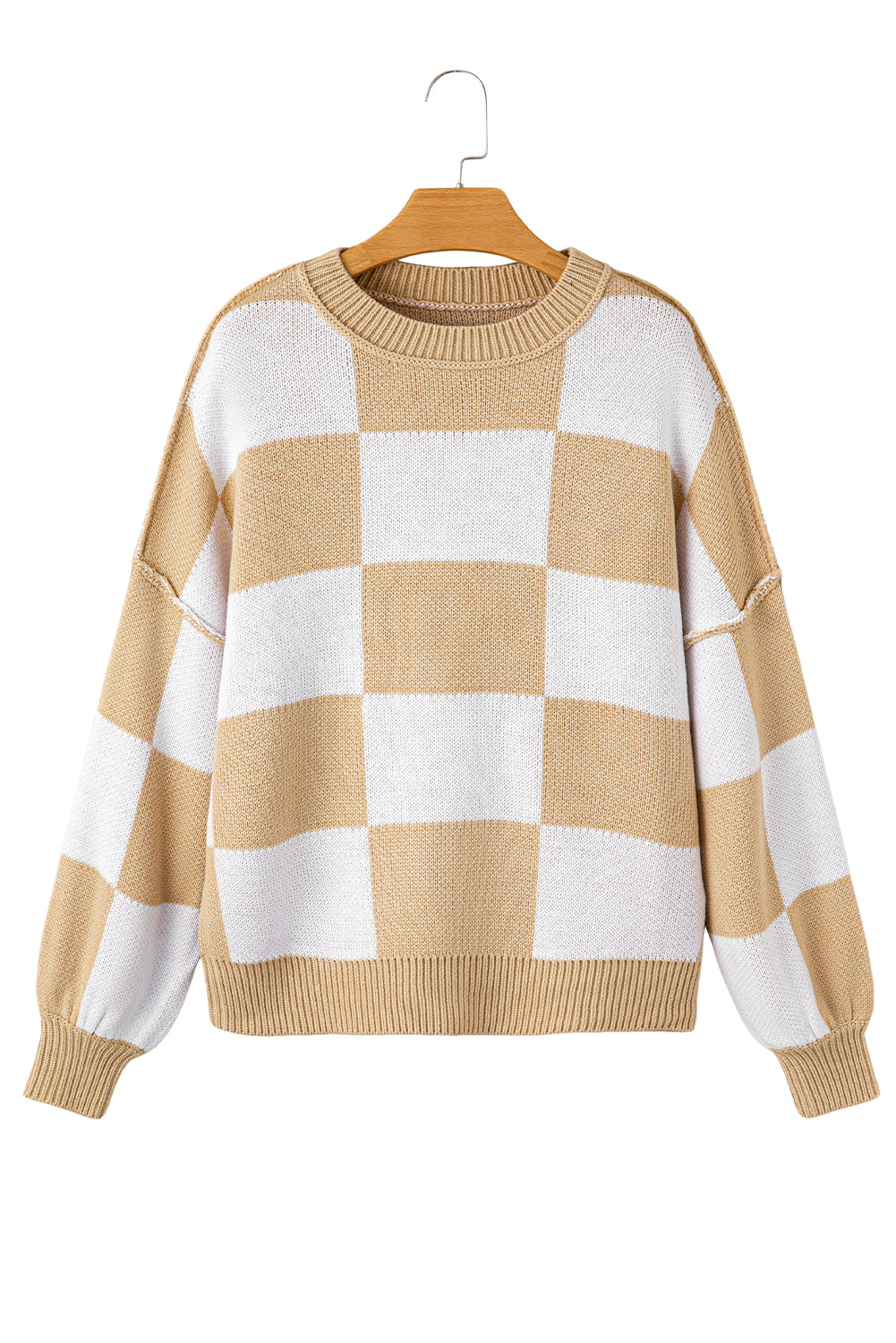 Checkered Bishop Sleeve Sweater