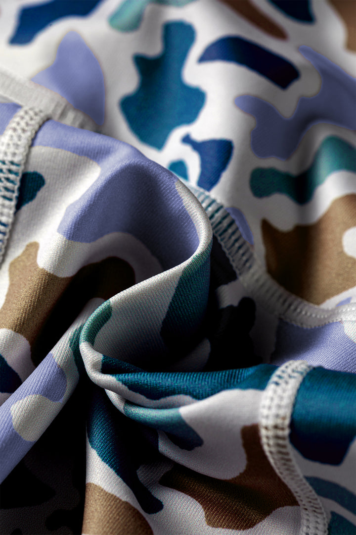 Abstract Camo Printed Seam Detail Biker Shorts