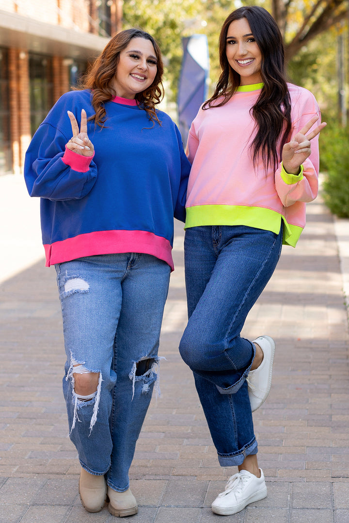 Colorblock Bubble Sleeve Sweatshirt