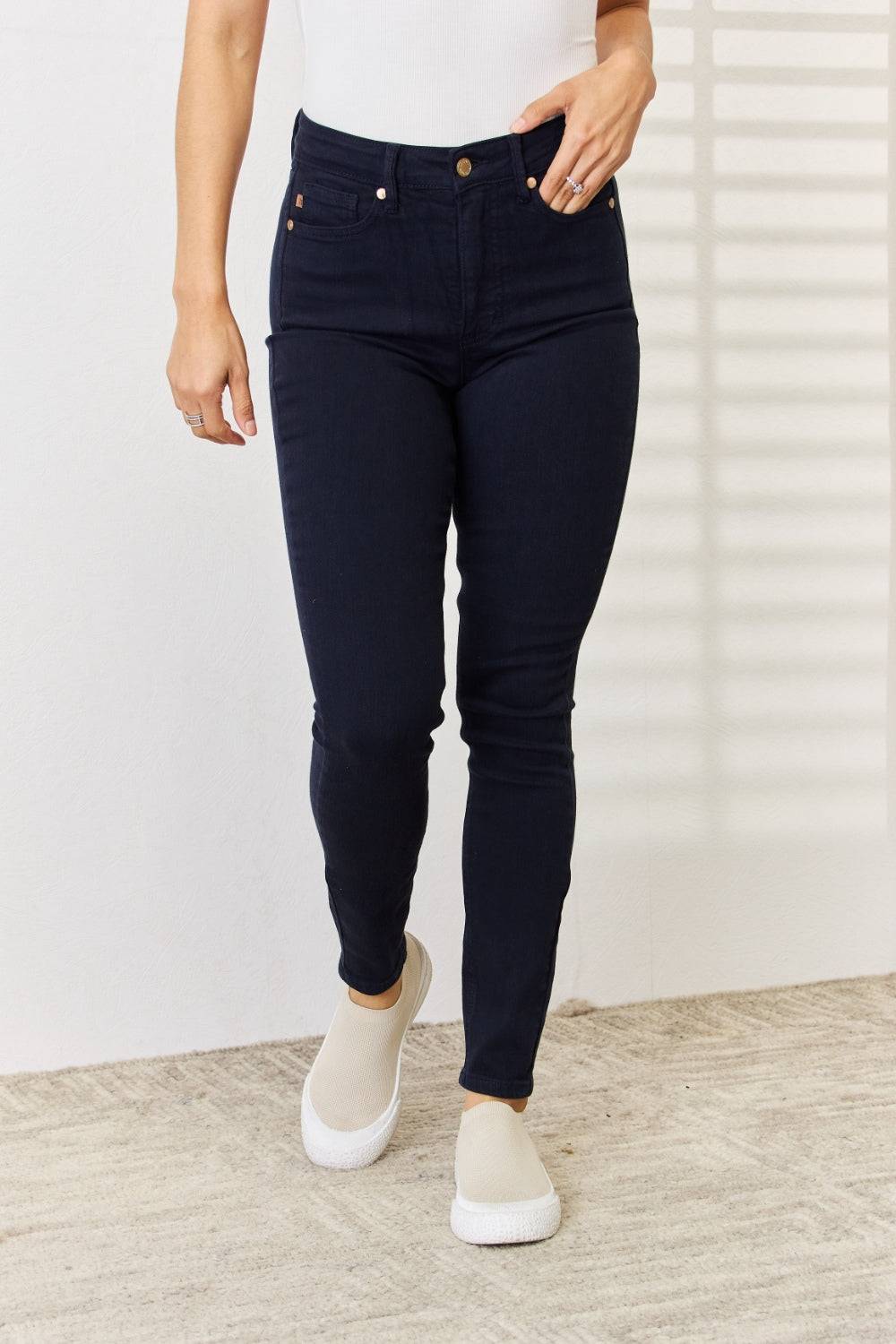 Judy Blue Full Size Garment Dyed Tummy Control Skinny Jeans -