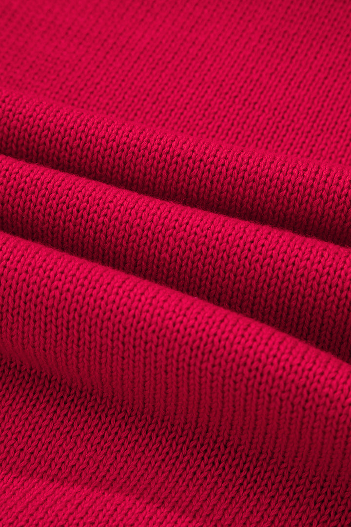 Fiery Red MERRY Letter Pattern Christmas Holiday Baggy Sweater