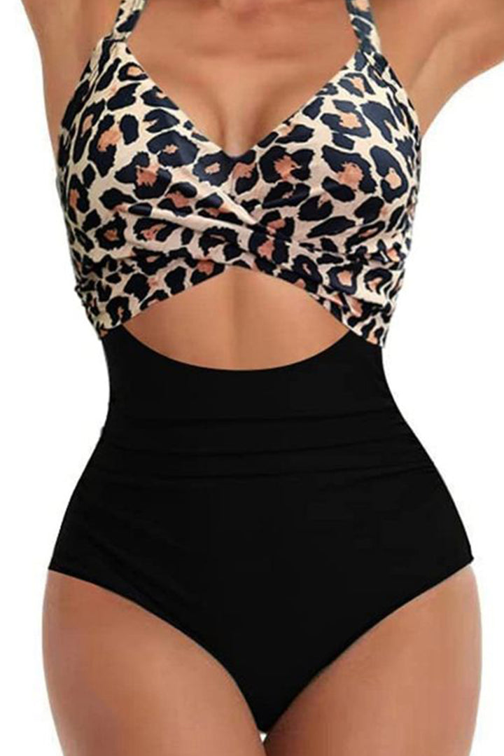 2-tone Crossed Cutout Backless Monokini