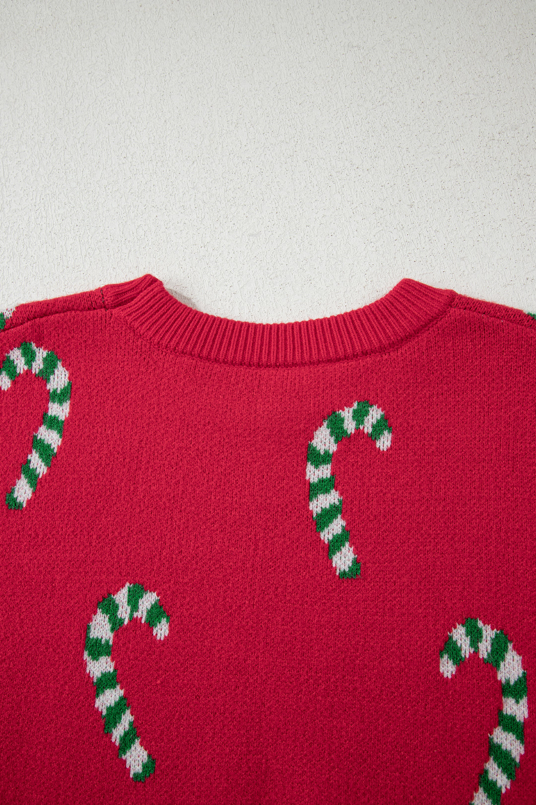Christmas Candy Cane Holiday Drop Shoulder Sweater