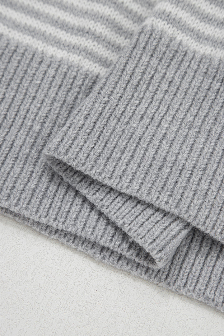 Stripe Contrast Heart Pattern Valentine Knit Sweater