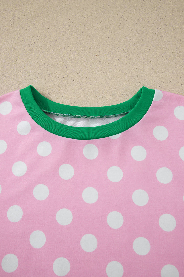 Polka Dot Contrast Edge Casual Short Set