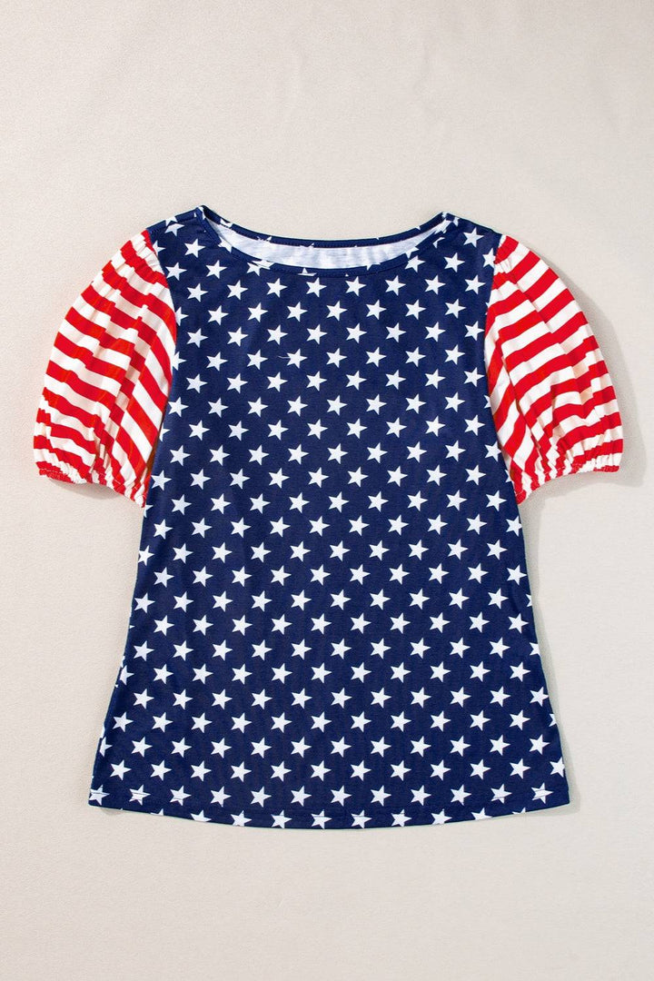 a red, white and blue dress with stars on it