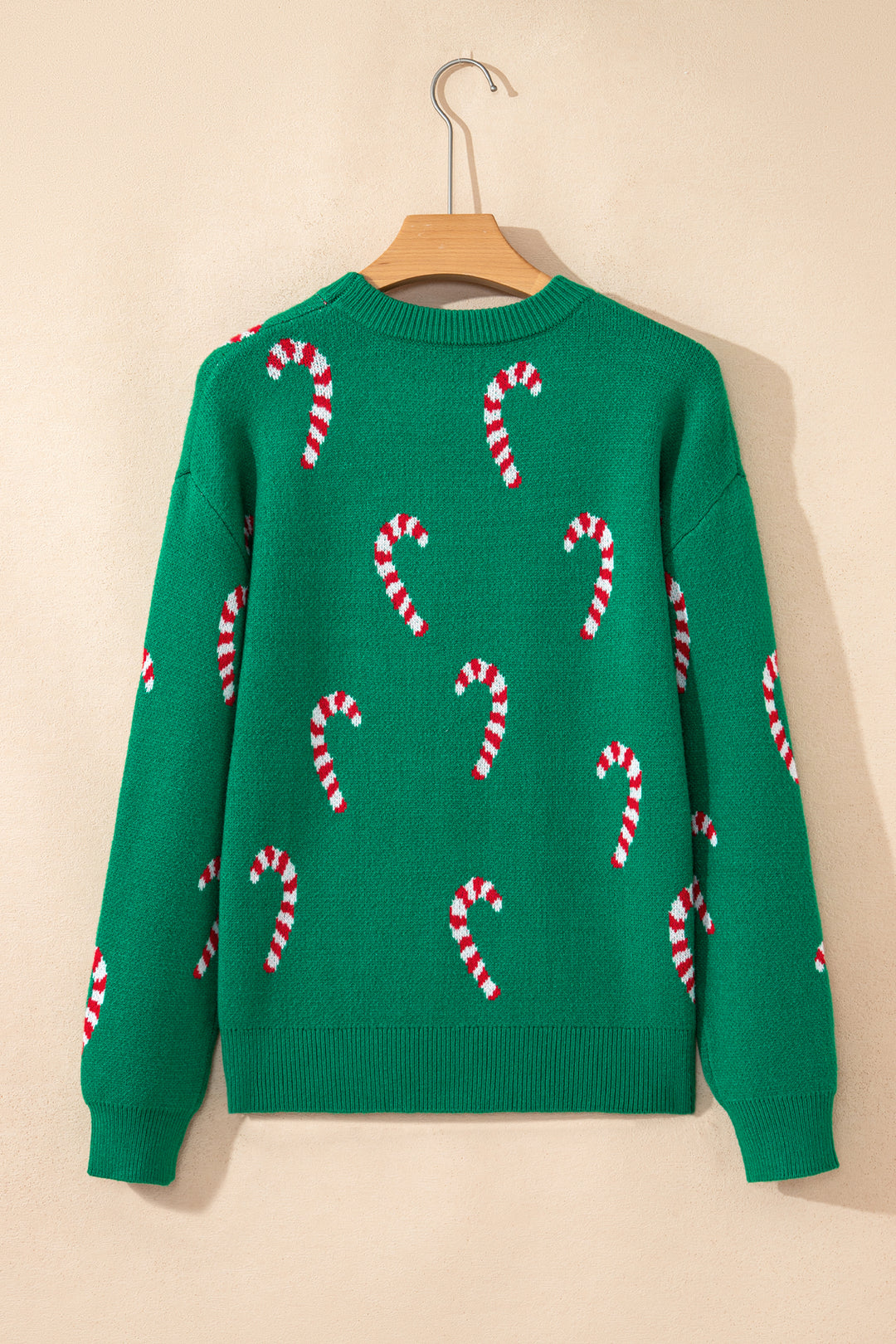 Christmas Candy Cane Holiday Drop Shoulder Sweater