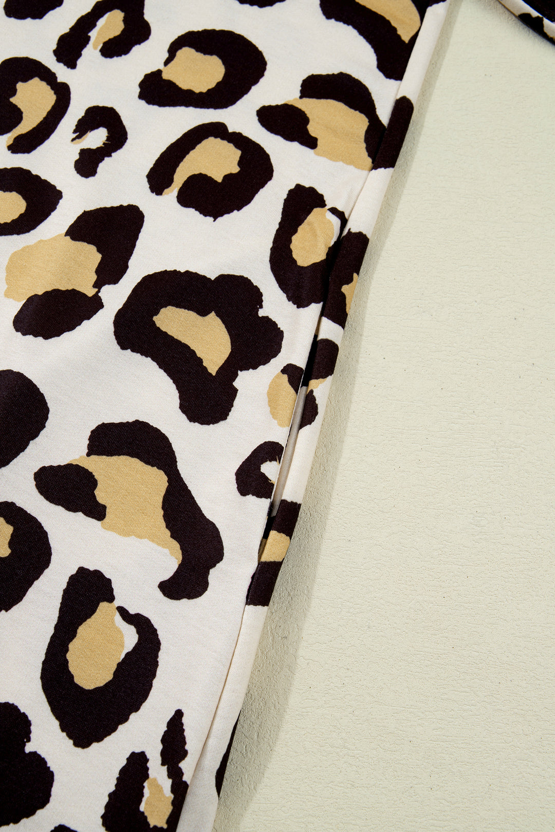 Khaki Leopard Long Sleeve Shift T Shirt Dress with Pockets