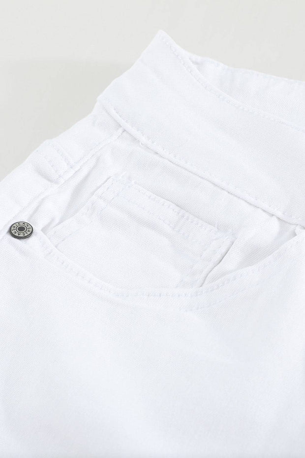 a close up of a pair of white pants