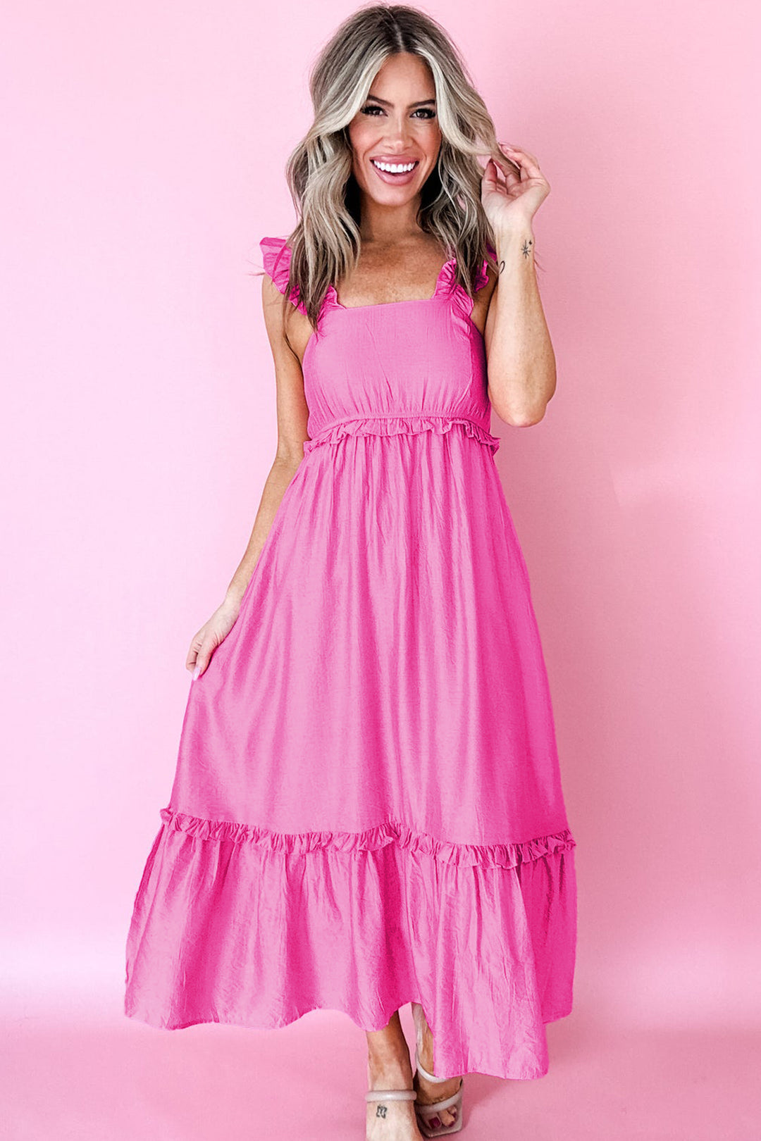 color a ruffle maxi dress Halter Ruffle Maxi Dress (Women)