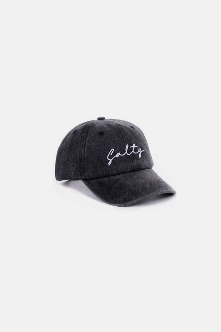 a black hat with the word glitter written on it