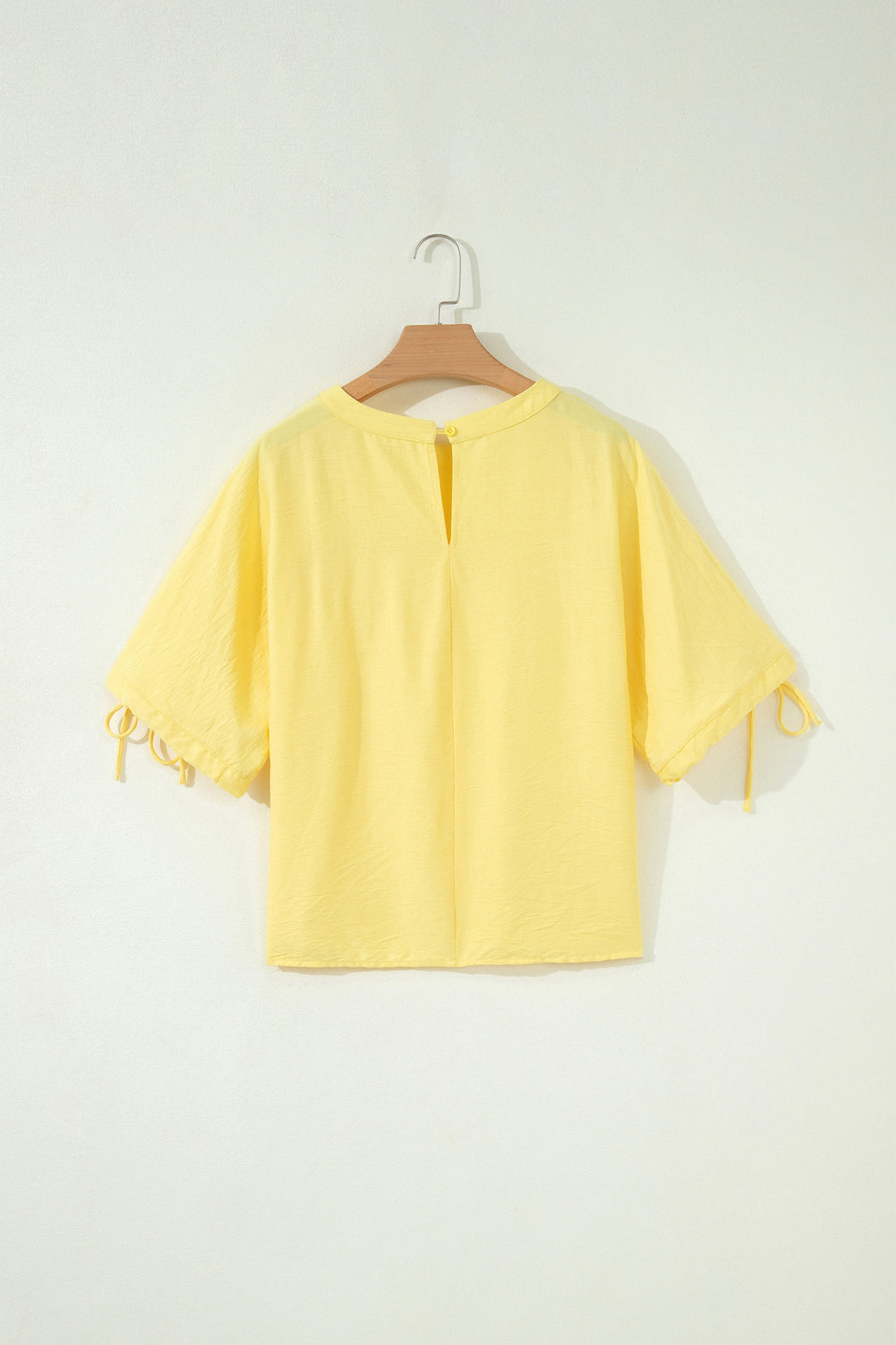 Tie Half Sleeve Pleated Detail Babydoll Blouse