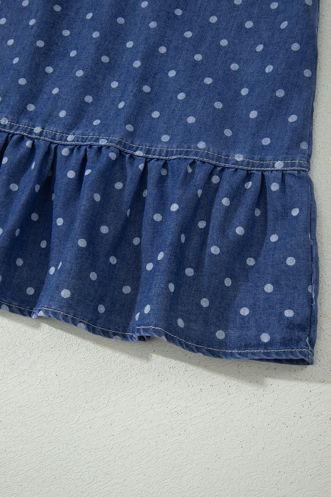 Blue Polka Dot Ruffle Hem Sleeveless Shift Dress Mini Vacation
