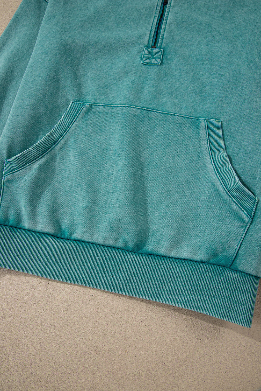 Canton Half Zip Kangaroo Pocket Mineral Wash Baggy Hoodie