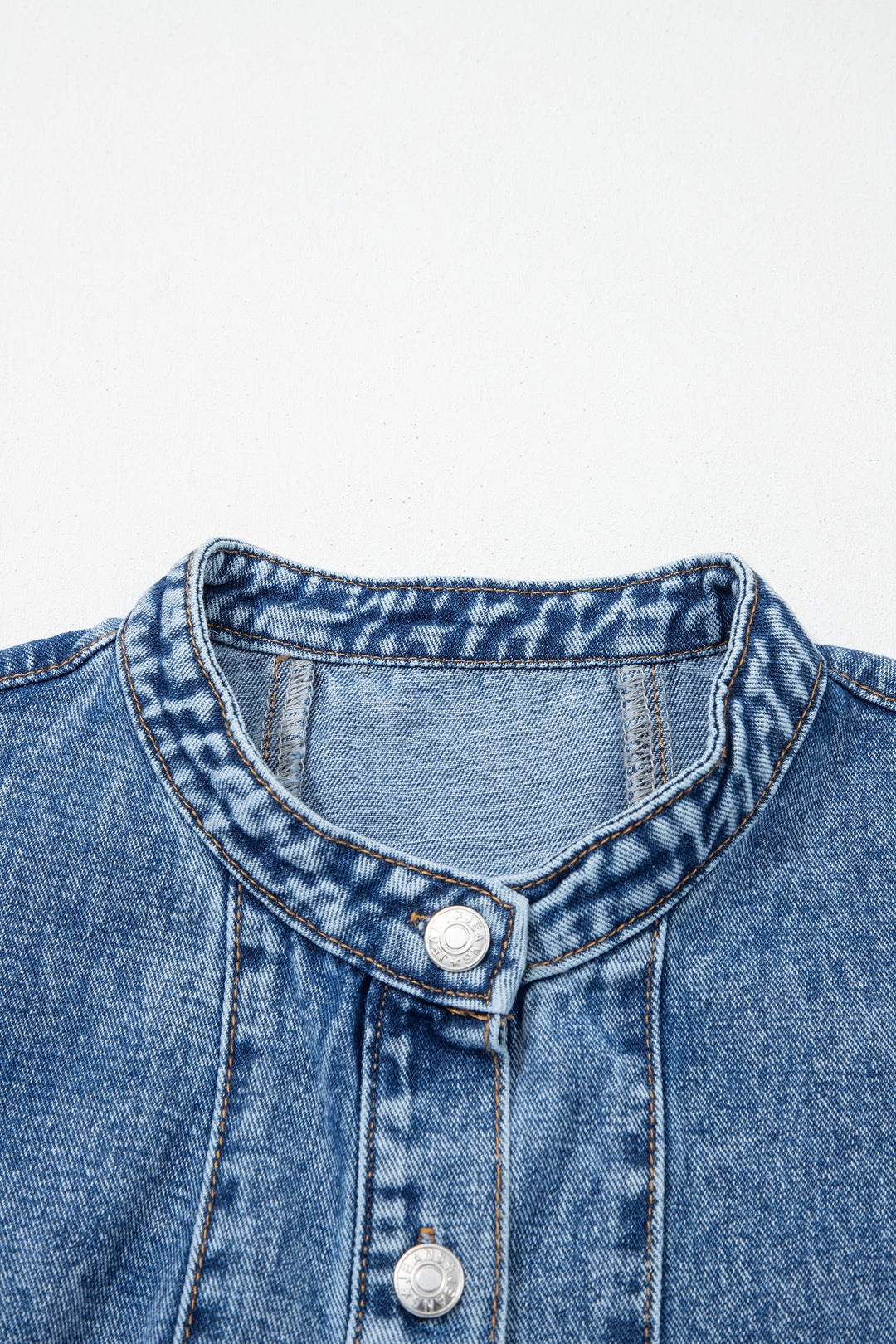 Myosotis Western Belt Button Down Sleeveless Denim Short Dress