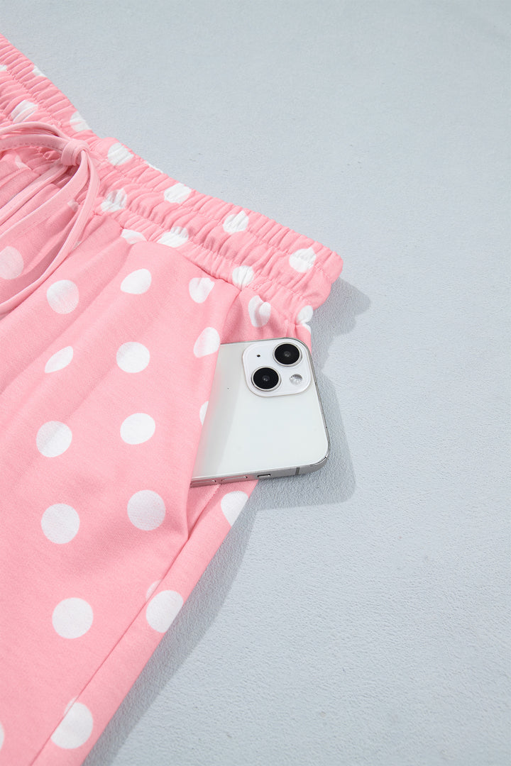 Polka Dot Oversized Top Drawstring Short Set