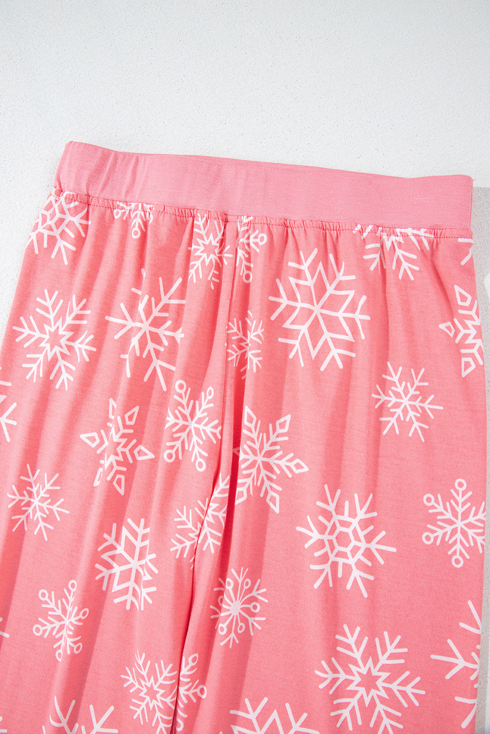 Pink Christmas Snowflake Print Two Piece Loungewear