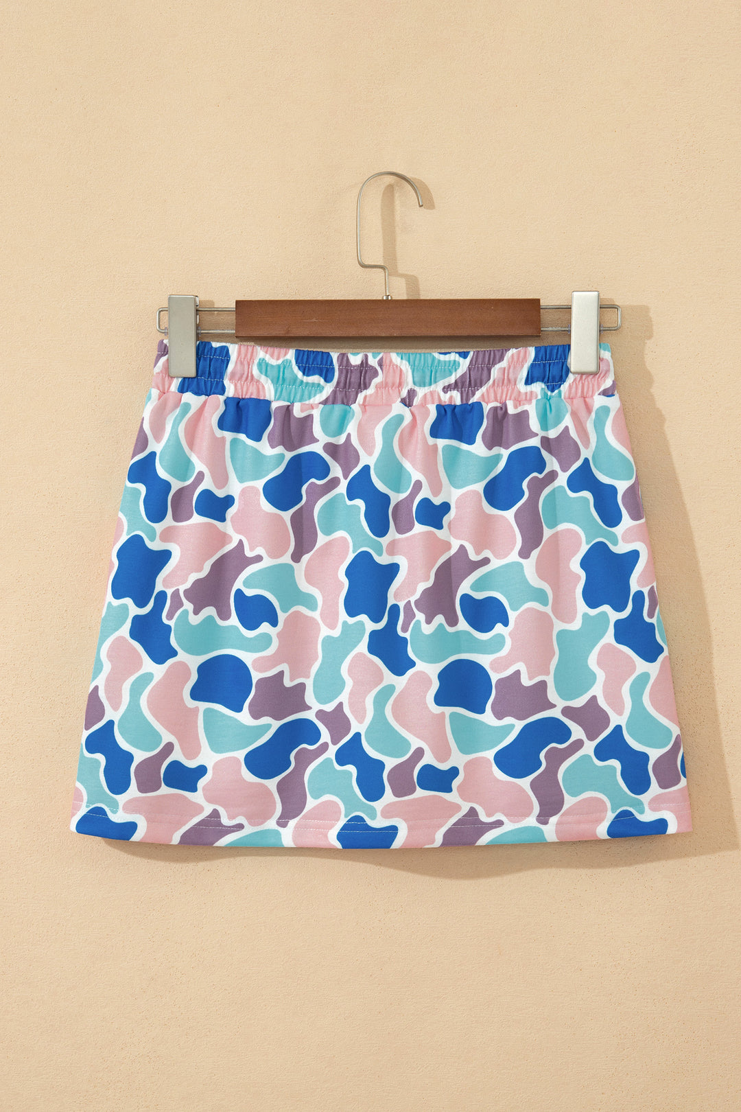Abstract Camo Elastic Waist Drawstring Mini Skort
