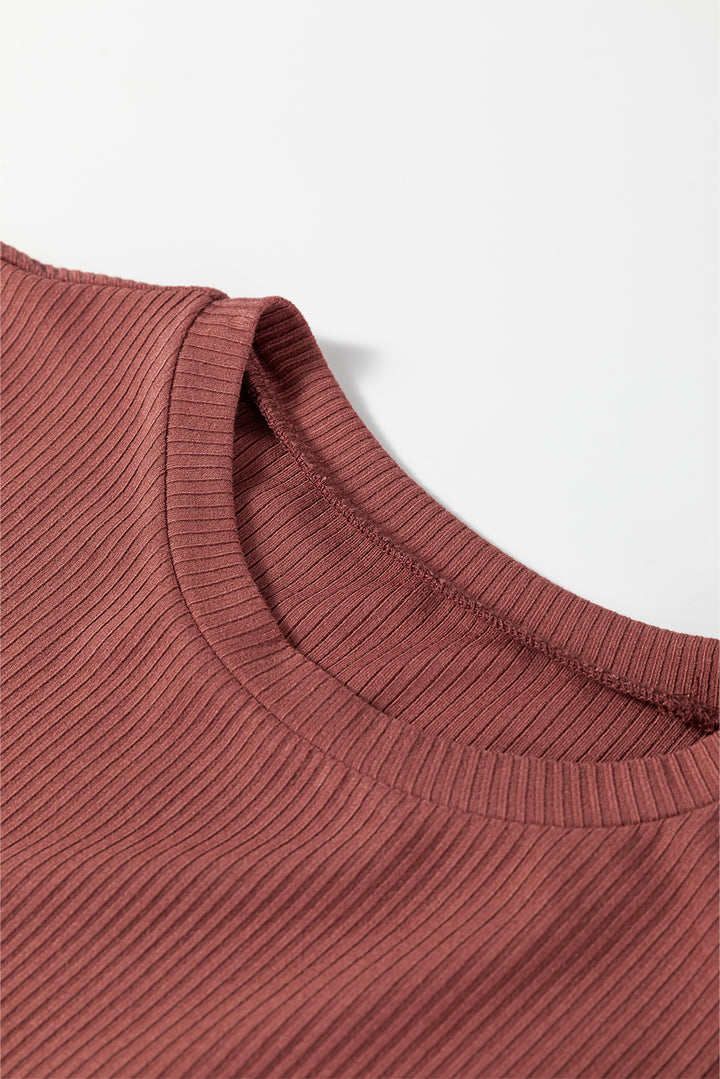 Ribbed Long Sleeve Crew Neck Solid Color Bodysuit