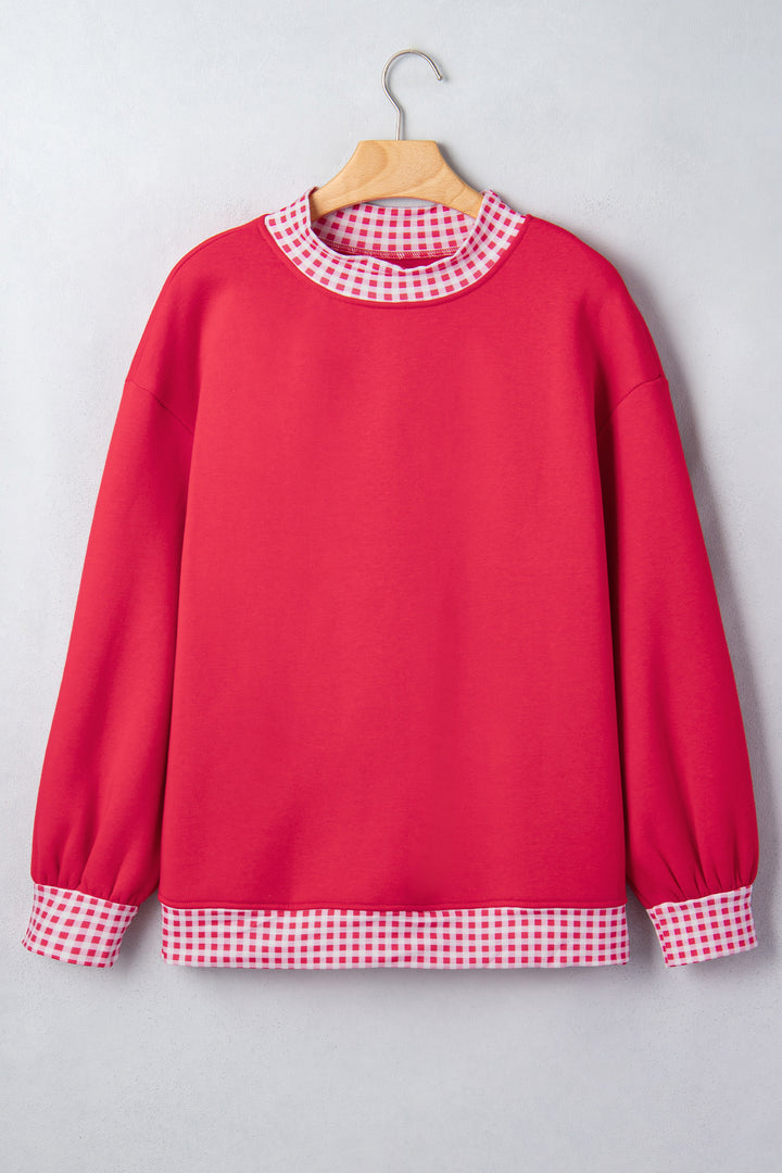 Colorblock Polka Dot Contrast Trim Oversized Sweatshirt