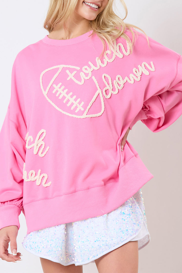 Pink Touch Down Thread Embroidery Sweatshirt