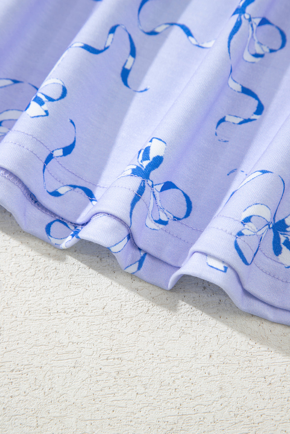 Sky Blue Bow Printed Ruffled Short Lounge Set