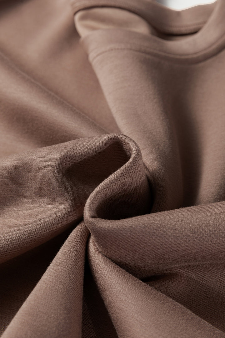 Solid Color Drop Shoulder Pullover Drawstring Mini Skirt 2pcs Outfit