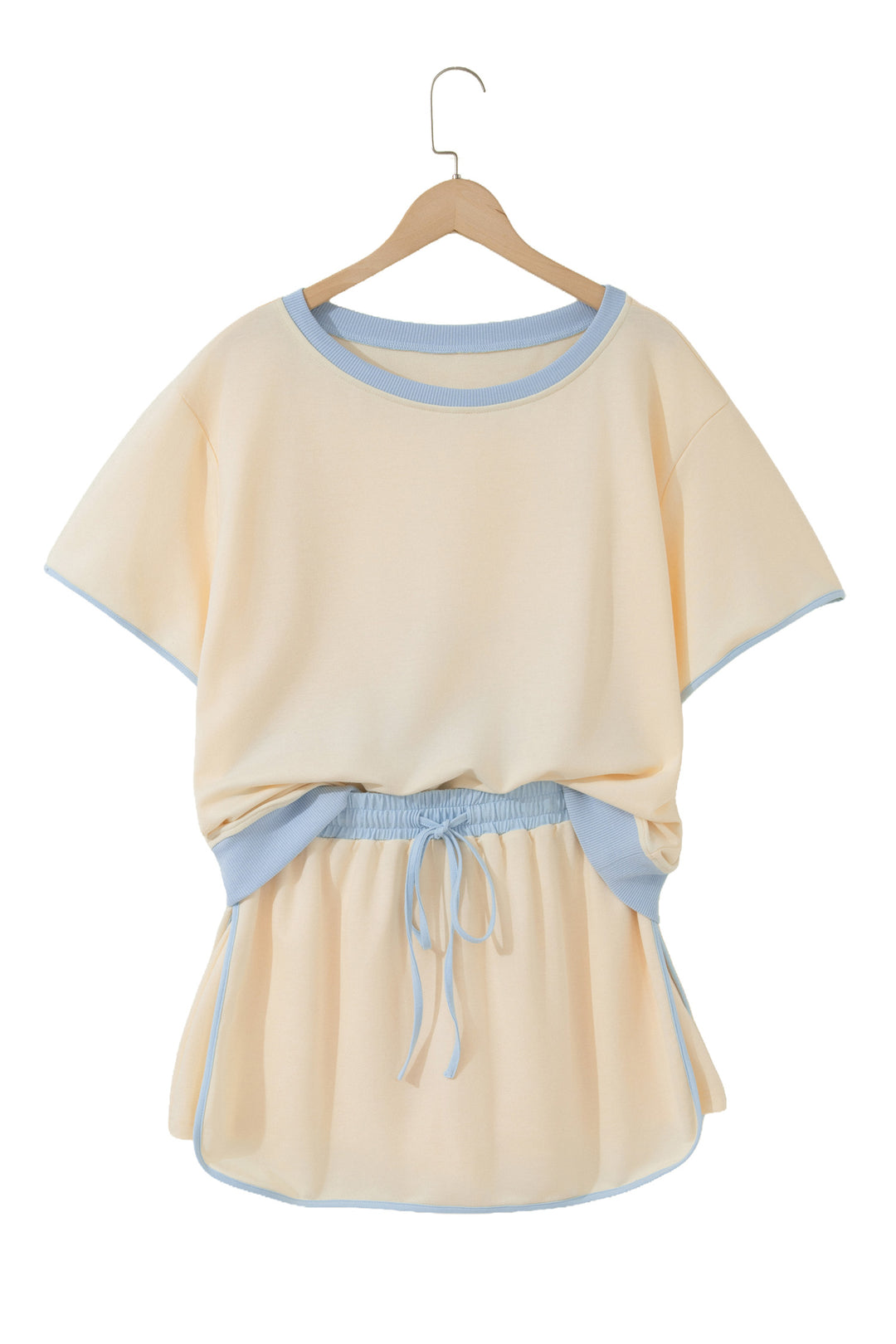 Colorblock Edge Drop Shoulder T Shirt and Skort 2Pcs Set