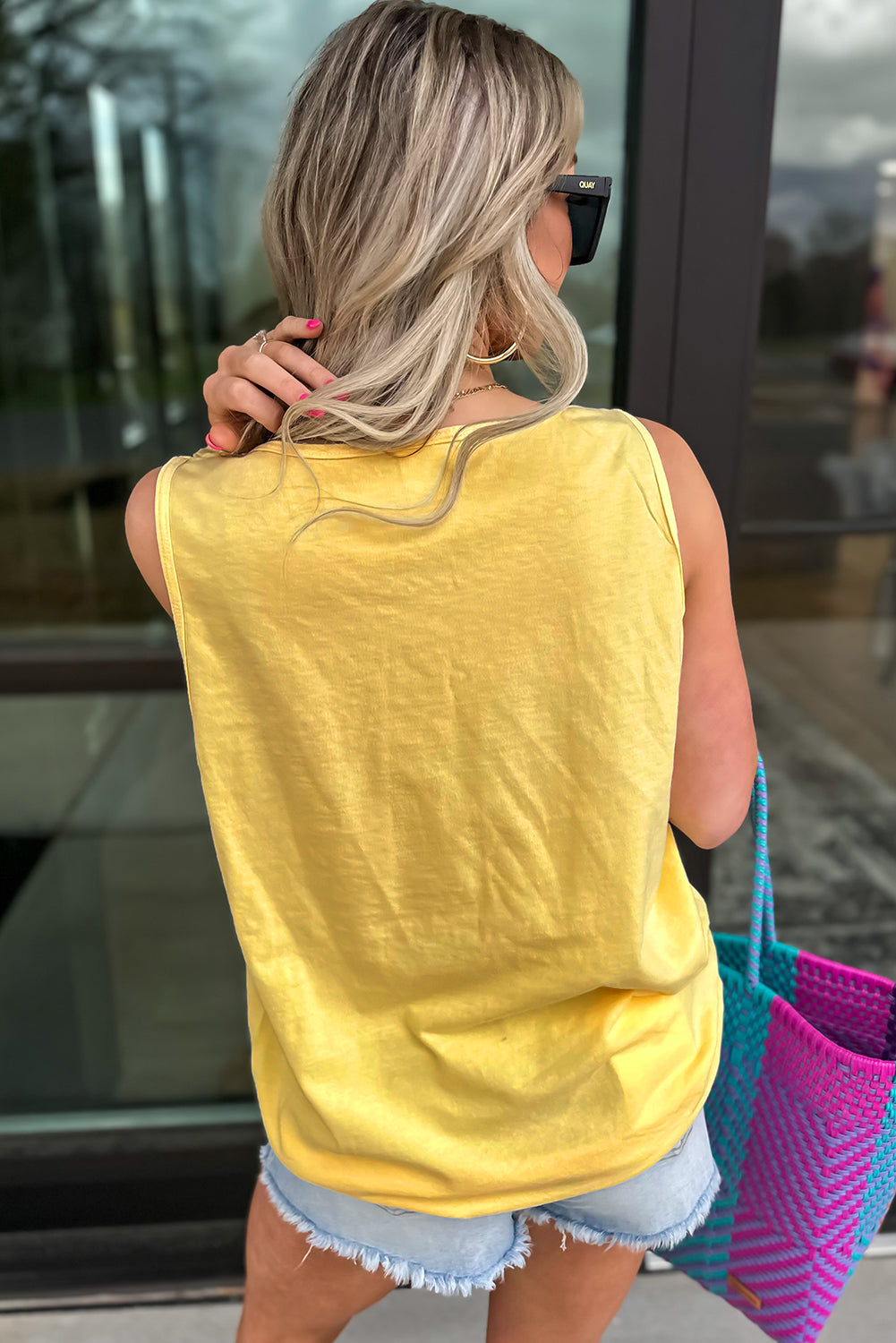 Sachet Pink Butterfly Graphic Summer Tank Top