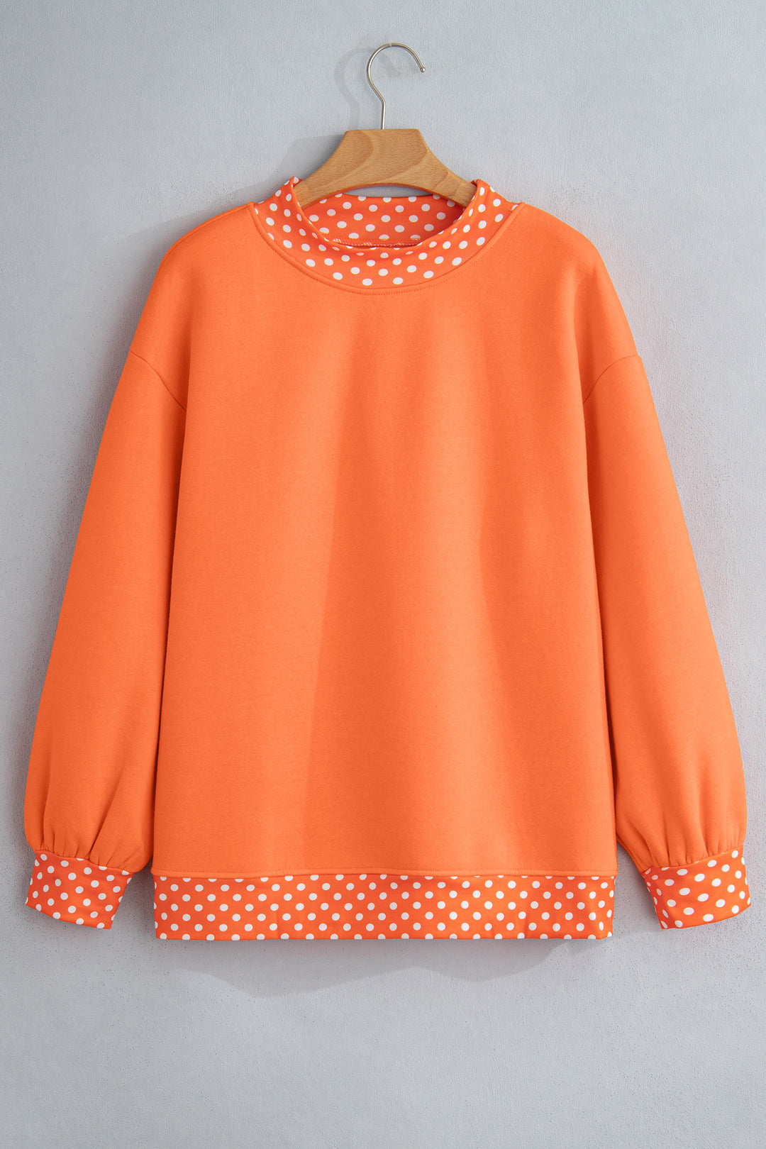 Colorblock Polka Dot Contrast Trim Oversized Sweatshirt