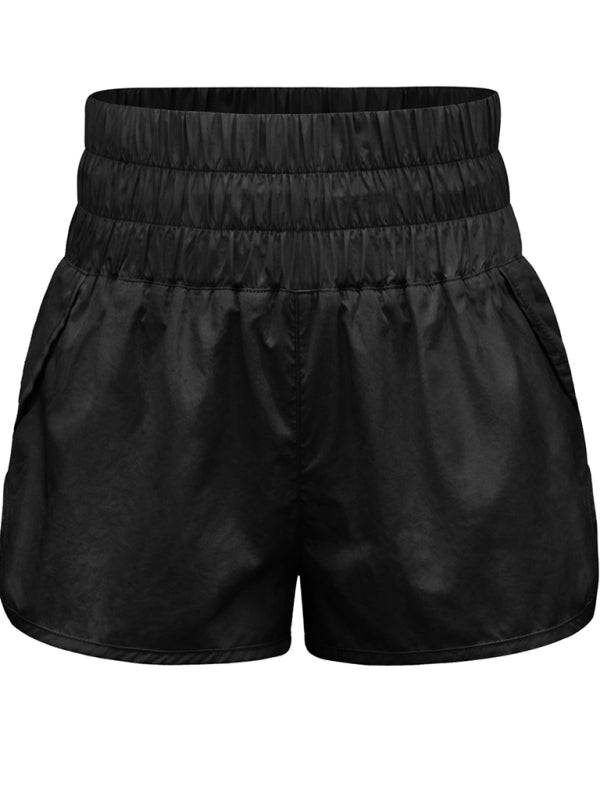 a women's black leather shorts
