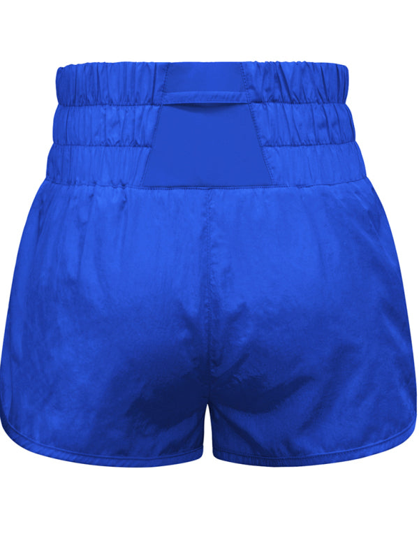 a women's blue shorts with a high waist