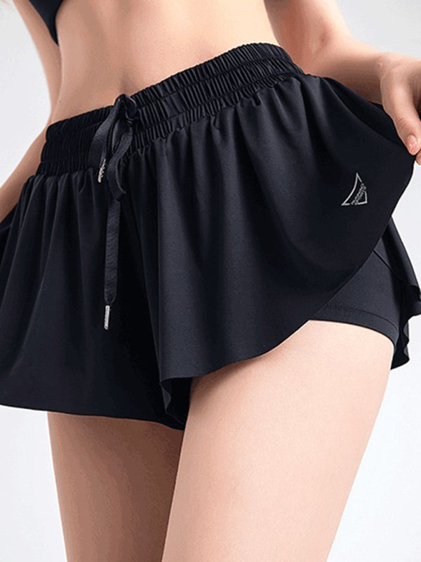 2 in 1 Shorts Yoga Clothes Running Fitness Sports Tennis Skirt -