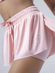 2 in 1 Shorts Yoga Clothes Running Fitness Sports Tennis Skirt - Pastel pink / S