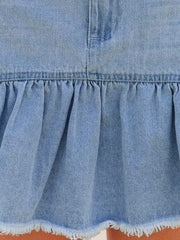 New style washed denim wish pleated skirt for women -