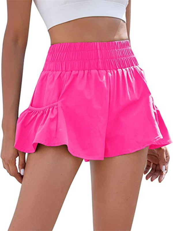 Women's Fitness Running Quick Dry High Waist Shorts with Pockets