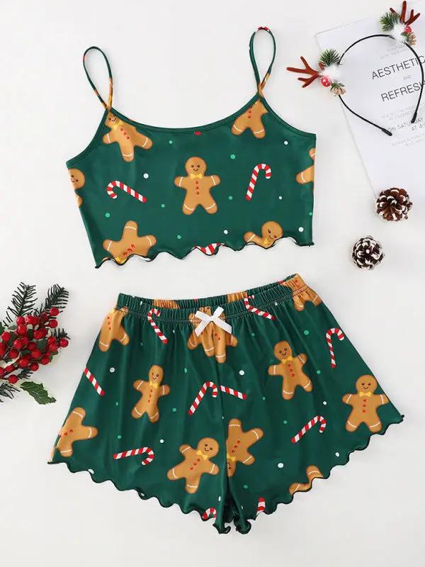 Christmas print two-piece lounge set