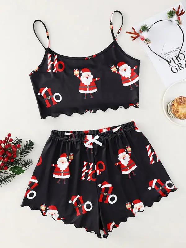 Christmas print two-piece lounge set