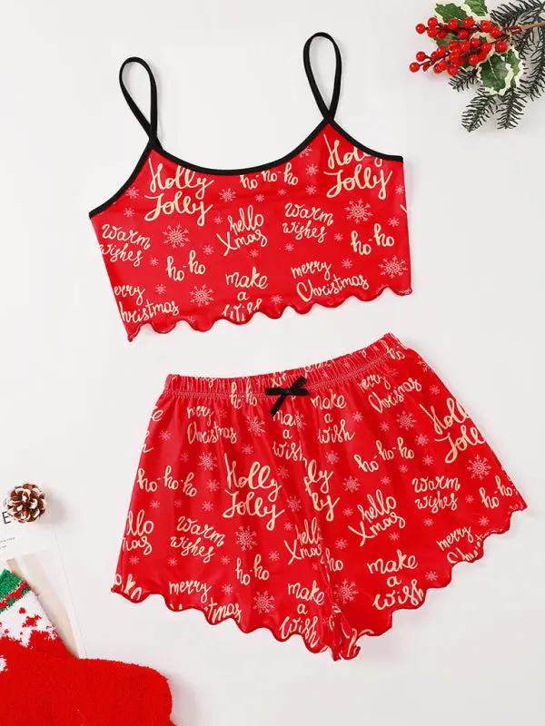 Christmas print two-piece lounge set