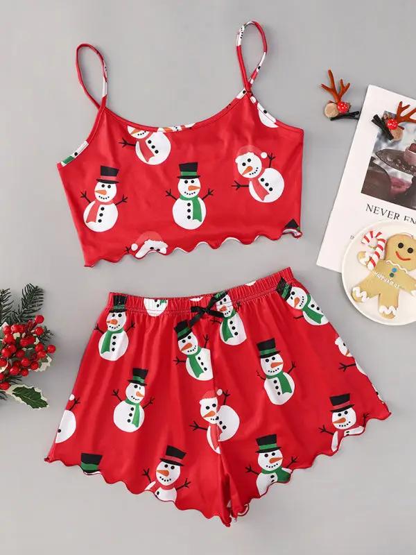 Christmas print two-piece lounge set