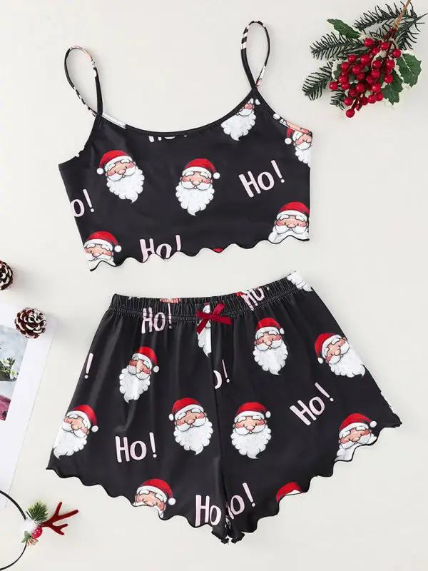 Christmas Santa Claus Sleeveless Two-piece lounge set