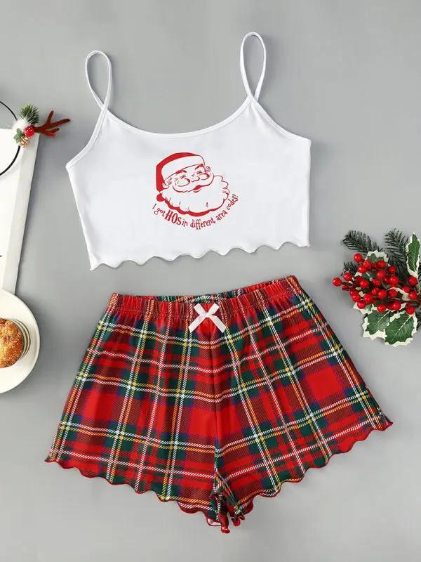 Christmas Santa Claus Sleeveless Two-piece lounge set