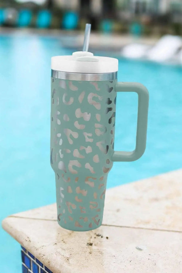 Leopard Print 40OZ Stainless Steel Portable Cup with Handle -