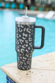 Leopard Print Stainless Steel Cup with Handle -