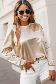 long sleeve dress blouse - Apricot / S / 95%Polyester+5%Elastane