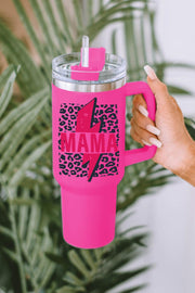 Mama Lightning Leopard Print Stainless Steel Cup - Rose / ONE SIZE / 95%PC+5%SS