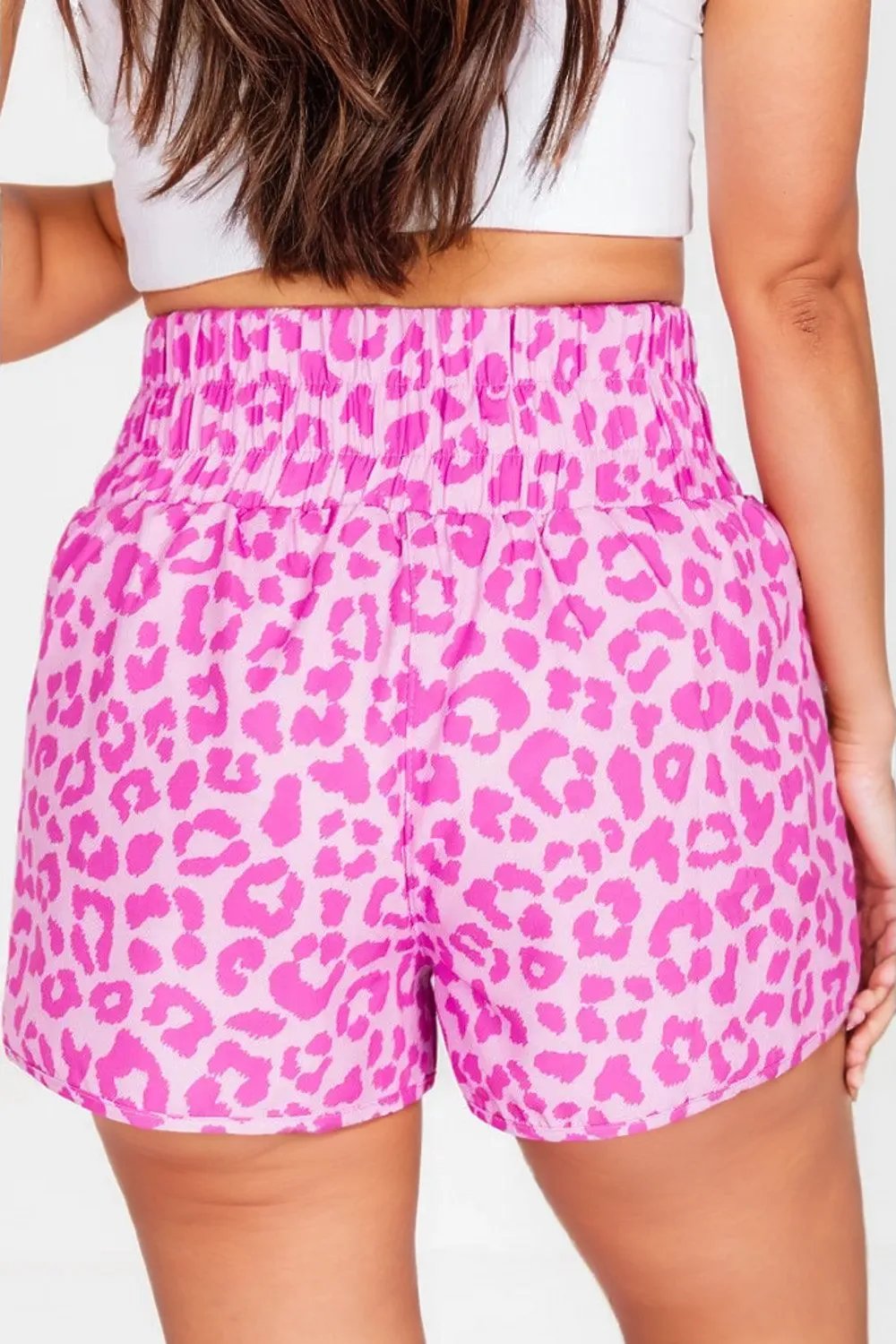 Pink Leopard High Waisted Athletic Shorts -