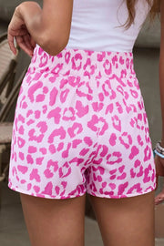 Pink Leopard High Waisted Athletic Shorts -
