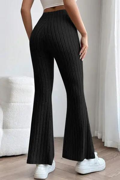 Basic Bae Full Size Ribbed High Waist Flare Pants -