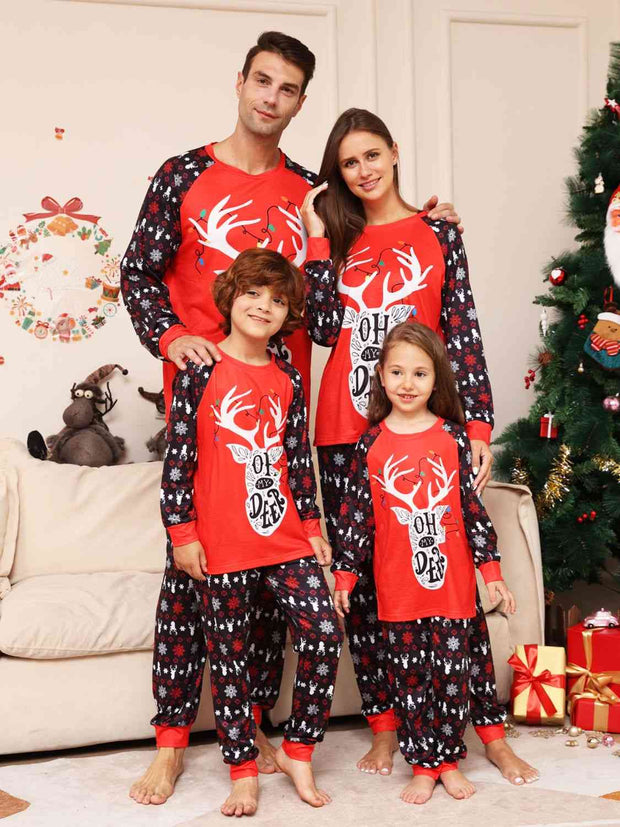 Full Size Reindeer Graphic Top and Pants Set -